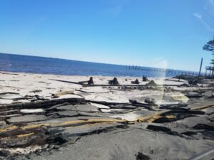 Coastal infrastructure damage from hurricane storm surge
