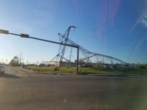 Hurricane wind damage to electrical transmission infrastructure